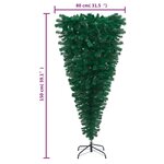 vidaXL Sapin de Noël artificiel renversé avec support Vert 150 cm