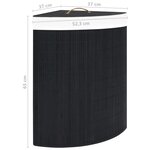 vidaXL Panier à linge d'angle Bambou Noir 60 L