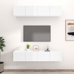 vidaXL Meubles TV 4 Pièces Blanc brillant 80x30x30 cm Bois d'ingénierie