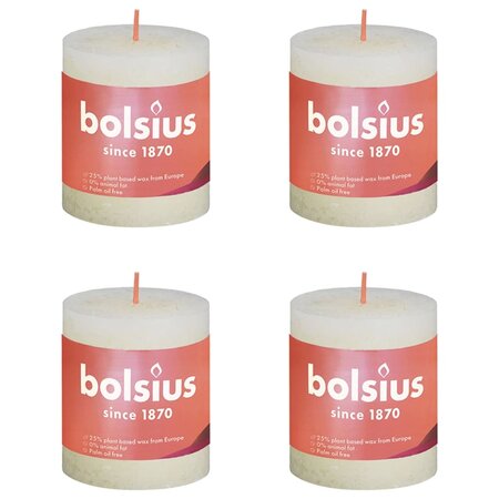 Bolsius Bougies pilier rustiques Shine 4 Pièces 80x68 mm Perle douce