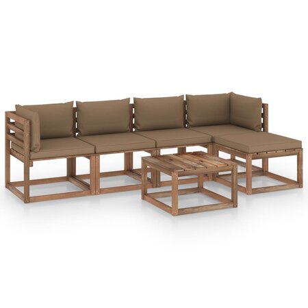 vidaXL Salon de jardin 6 Pièces avec coussins taupe