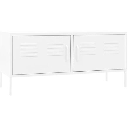 vidaXL Meuble TV Blanc 105x35x50 cm Acier