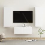 vidaXL Ensemble de meubles TV 3 Pièces Blanc Aggloméré