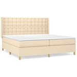 vidaXL Lit à sommier tapissier avec matelas Crème 200x200 cm Tissu