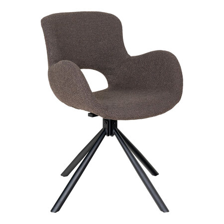 Chaise de salle à manger pivotante en tissu marron