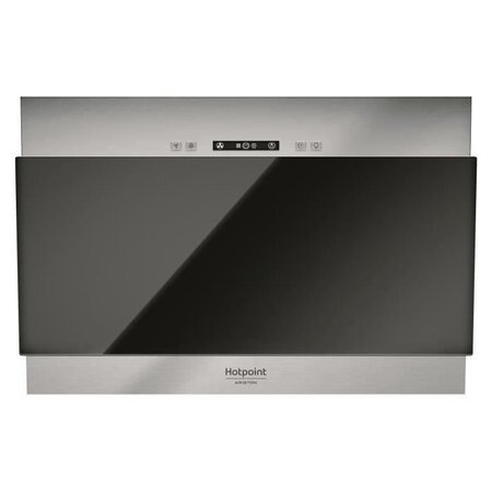 Hotte décorative hotpoint hhvp6.4fllk - l 60 cm - 384 m3 air / h max - 63 db max - 3 vitesses - inox + verre noir