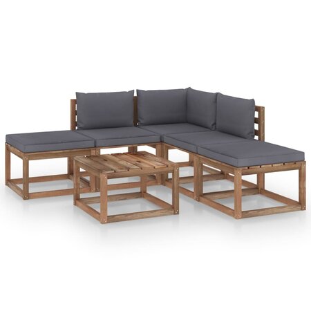 vidaXL Salon de jardin 6 Pièces avec coussins anthracite