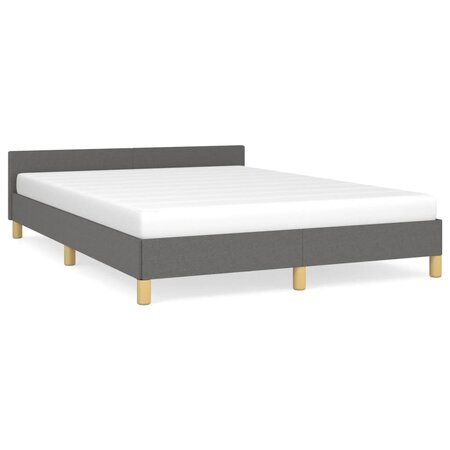 vidaXL Cadre de lit avec tête de lit Gris foncé 140x190 cm Tissu