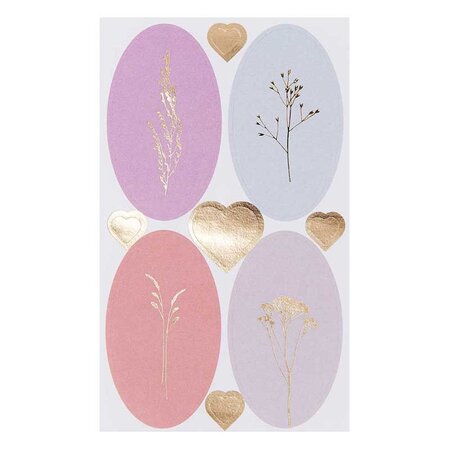 Stickers ovales aux motifs floraux Pastel - 36 pièces