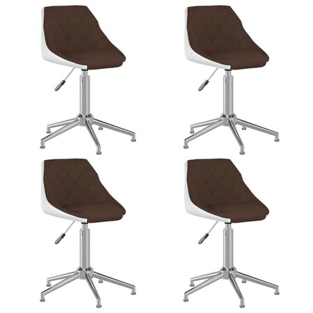 vidaXL Chaises à manger pivotantes lot de 4 marron et blanc similicuir