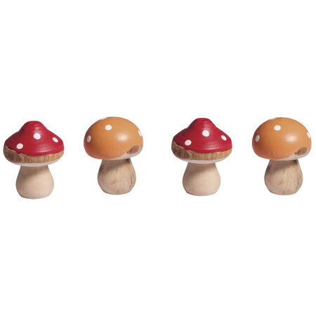 Amanites tue - mouches en bois  2 5cm ø  3 3cm  2  couleurs  5 pces