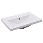vidaXL Armoire d'évier avec lavabo intégré Blanc brillant Aggloméré