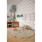 Tapis coton rond lavable Bubbly brun à pompons Ø 120 cm