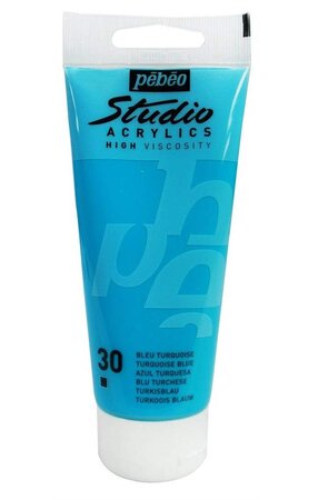 Peinture studio acrylique tube bleu turquoise 100 ml pébéo