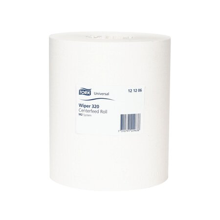 Bobine d'essuyage à dévidage central tork wiper 320 blanche - carton de 6