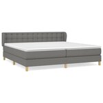 vidaXL Lit à sommier tapissier avec matelas Gris foncé 200x200cm Tissu