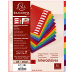 Intercalaires Polypropylène Opaque Semi Rigide 12 Positions - A4 Maxi - Couleurs Assorties - X 15 - Exacompta