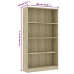 vidaXL Bibliothèque à 4 niveaux Chêne sonoma 80x24x142 cm Aggloméré