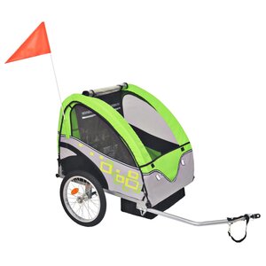 vidaXL Remorque de vélo pour enfants Gris et vert 30 kg