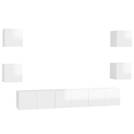 vidaXL Ensemble de meubles TV 7 Pièces Blanc brillant Aggloméré