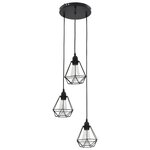 vidaXL Plafonnier avec design de diamant Noir 3 ampoules E27