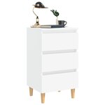 vidaXL Tables de chevet avec pieds en bois 2 Pièces Blanc 40x35x69 cm