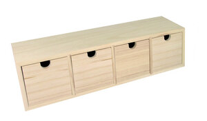 Bloc en bois 4 tiroirs 44x10x15cm