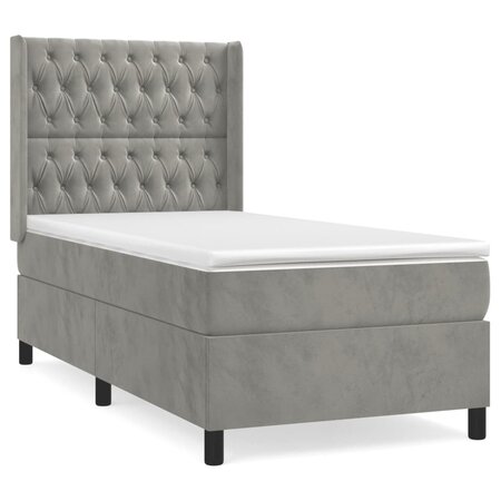 vidaXL Lit à sommier tapissier et matelas Gris clair 80x200 cm Velours