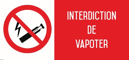 Autocollant vinyl - vapotage - vapoter interdit dimensions l.200 x h.100 uttscheid