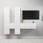 vidaXL Ensemble de meuble TV 7 Pièces Blanc Aggloméré