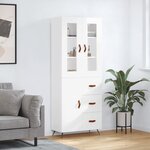 vidaXL Buffet haut Blanc brillant 69 5x34x180 cm Bois d'ingénierie