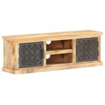 vidaXL Meuble TV avec portes en acier 120x30x40 cm Bois de manguier