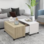 vidaXL Table basse Blanc et chêne sonoma 75x75x38 cm Aggloméré