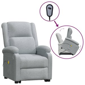 vidaXL Fauteuil de massage inclinable Gris clair Tissu