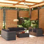 vidaXL Salon de jardin 9 Pièces avec coussins Résine tressée Gris