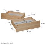 2 tiroirs de Rangement en bois à roulettes pour lit gigogne