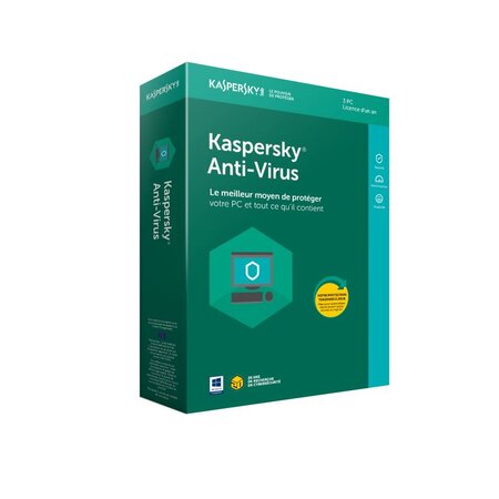 Kaspersky lab anti-virus 2018  3u  1y 3 licence(s) 1 année(s)