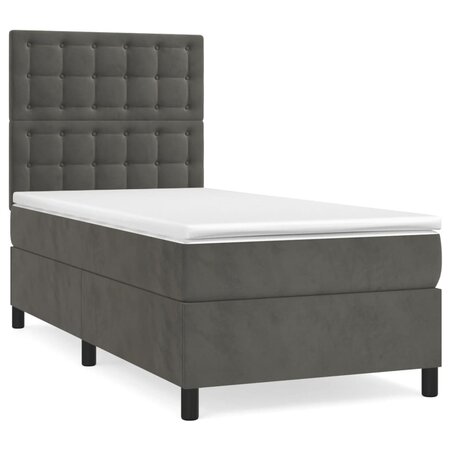 vidaXL Lit à sommier tapissier et matelas Gris foncé 80x200 cm Velours