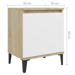vidaXL Tables de chevet 2 Pièces Blanc et chêne sonoma 40x30x50 cm