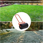 Rouleau à gazon jardin en acier avec poignée dim. 59L x 32l x 107H cm lestage max. 38 L rouge noir