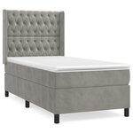 vidaXL Lit à sommier tapissier et matelas Gris clair 90x190 cm Velours