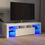 vidaXL Meuble TV avec lumières LED Blanc brillant 140x36 5x40 cm
