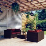 vidaXL Salon de jardin 5 Pièces avec coussins Résine tressée Marron