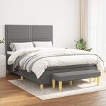 vidaXL Lit à sommier tapissier avec matelas Gris foncé 140x190cm Tissu