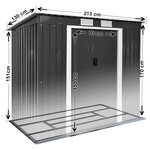 Tectake abri de jardin métal 2 7 m² toiture monopente - gris/blanc