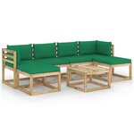 vidaXL Salon de jardin 7 Pièces avec coussins bois de pin imprégné