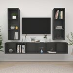 vidaXL Meubles TV muraux 4 Pièces Gris Aggloméré