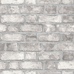 Homestyle Papier peint Brick Wall Gris et blanc cassé