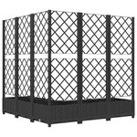 vidaXL Jardinière avec treillis Noir 120x120x121 5 cm PP