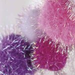 Pompons metallic  assortis  rose foncé - blanc  coul.+tailles assorties  50 pces